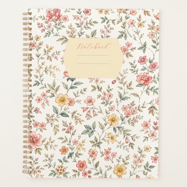 Carnet motif floral pastel (Devant)