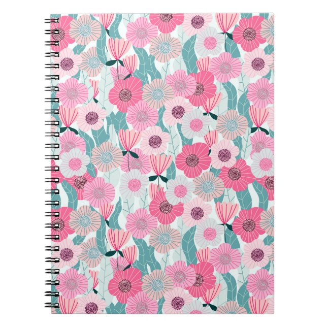 Carnet motif floral pastel Abstrait. Beau flo rose (Devant)