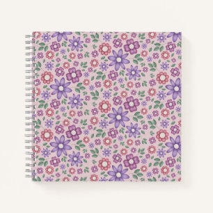 Carnet motif floral pastel rose poudré romantique