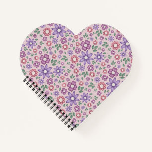 Carnet motif floral pastel rose poudré romantique