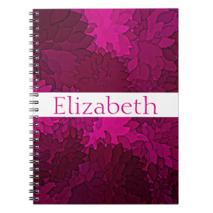 Carnet Motif floral personnalisé rose violet blanc