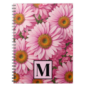Carnet Motif floral rétro rose aux marguerites