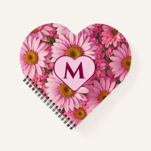 Carnet Motif floral rétro rose avec des marguerites