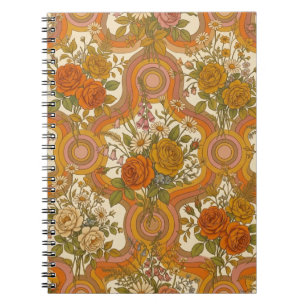 Carnet Motif floral rétro vintage des années 70 Botaniq
