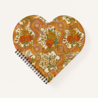 Carnet Motif floral rétro vintage des années 70 | Botaniq