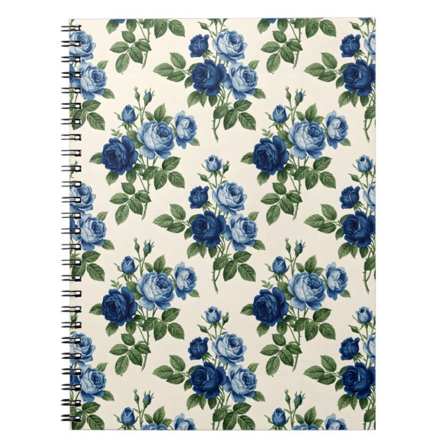 Carnet Motif floral Rose Bleue (Devant)