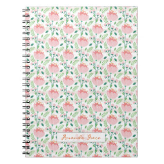 Carnet Motif floral rose et orange