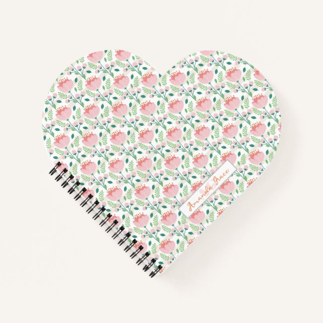 Carnet Motif floral rose et orange (Devant)