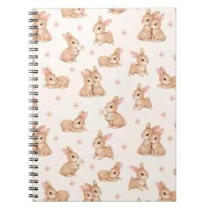 Carnet Motif floral rose lapin doux