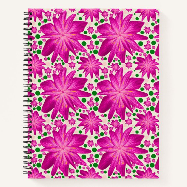 Carnet Motif floral rose vif sans couture (Devant)