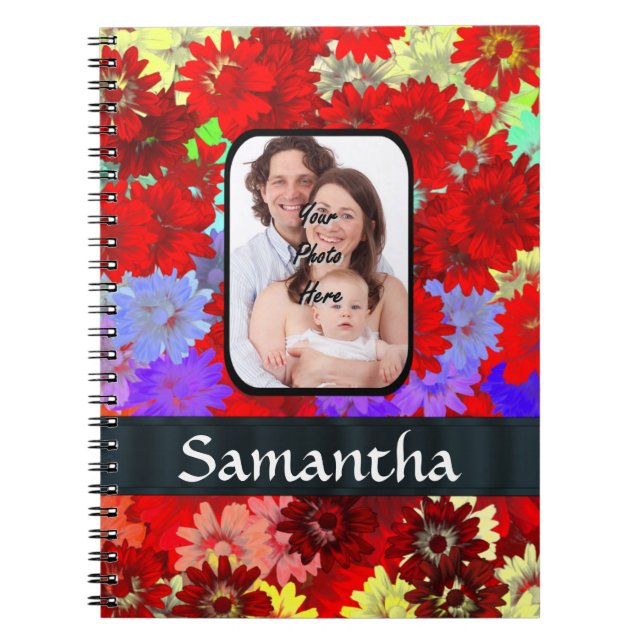 Carnet Motif floral rouge et violet (Devant)