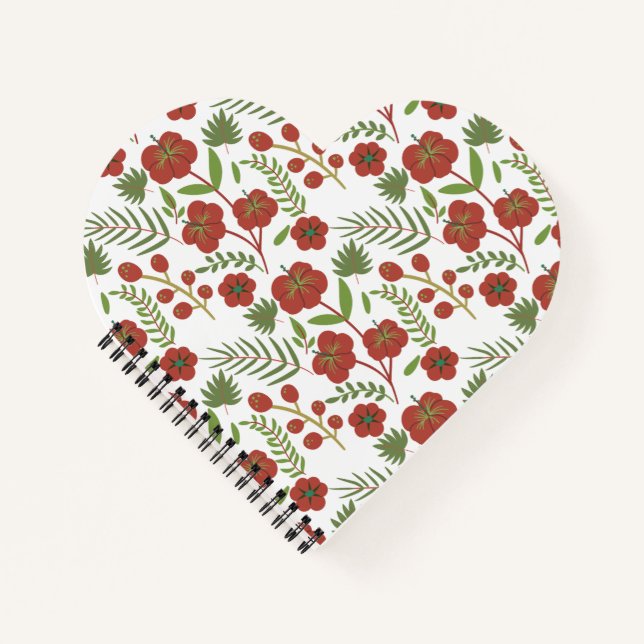 Carnet Motif floral rouge sans couture sur arrière - plan (Devant)