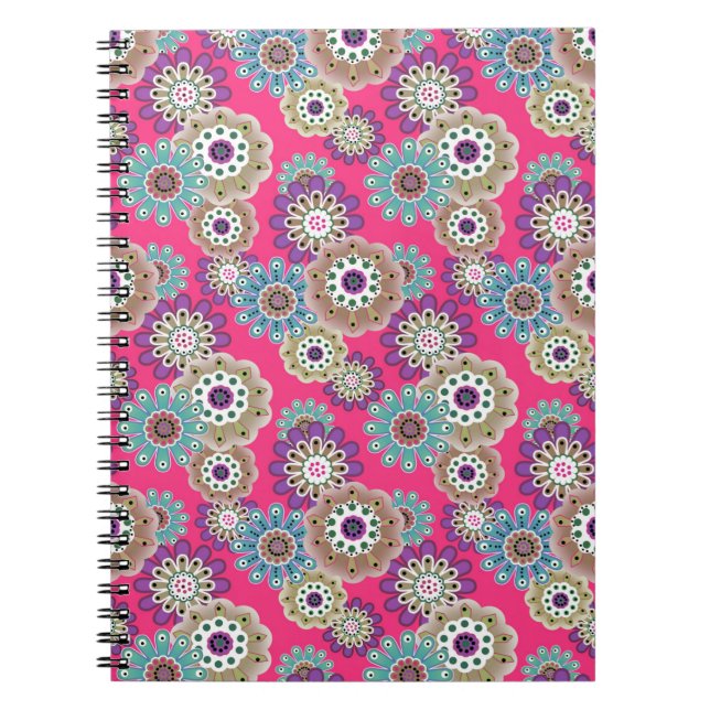 Carnet Motif floral rustique coloré rétro  (Devant)