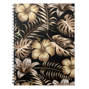 Carnet Motif floral sans couture avec feuilles. dos tropi