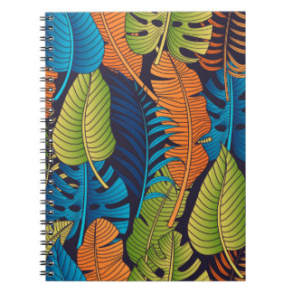 Carnet Motif floral sans couture avec feuilles. dos tropi