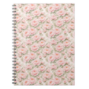 Carnet Motif floral sans couture de pivoine à l'aquarelle