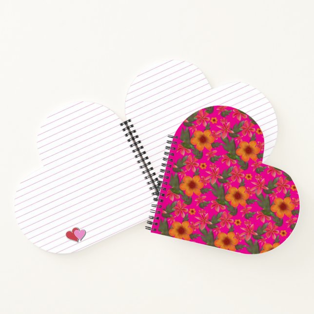 Carnet Motif floral sans couture Fleurs rouges Botanique  (Intérieur)
