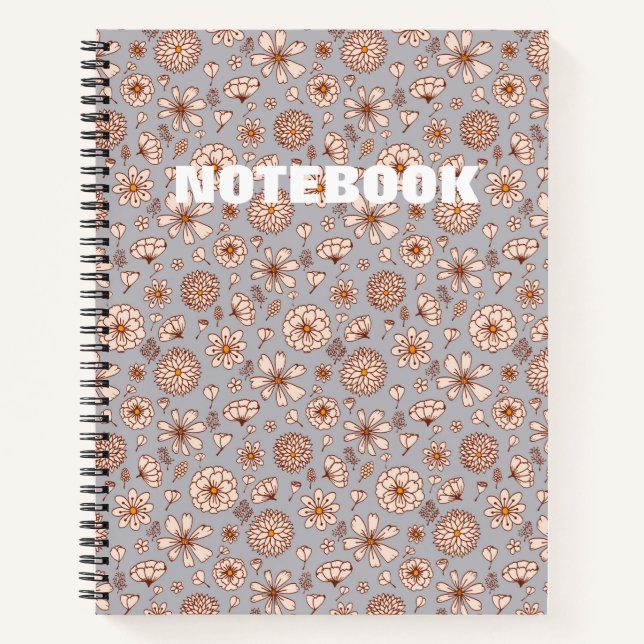Carnet Motif floral sans couture Gris (Devant)