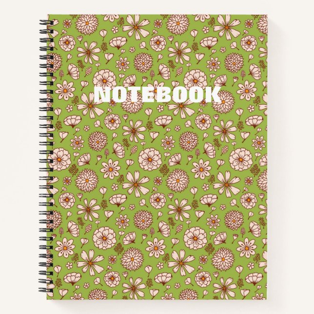 Carnet Motif floral sans couture Vert (Devant)