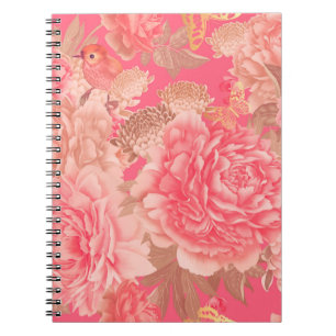 Carnet Motif floral sans soudure. Jardin fleurs peoni ros