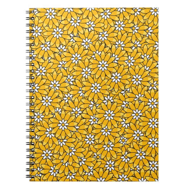 Carnet Motif floral superposé jaune vif (Devant)