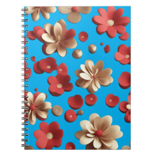Carnet Motif floral sur un fond bleu serein