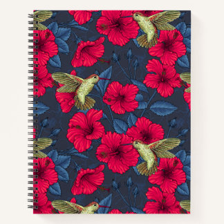 Carnet Motif floral tropical à fleurs d'Hibiscus blanc