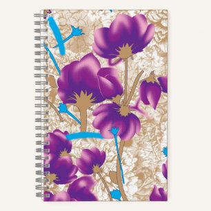 Carnet Motif floral vif avec violet et bleu f