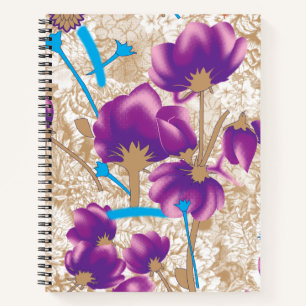 Carnet Motif floral vif avec violet et bleu f