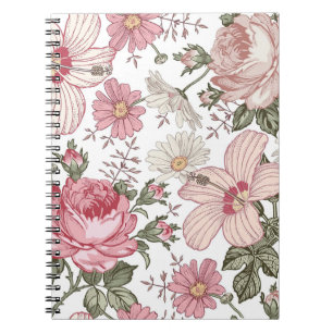 Carnet Motif floral vintage avec roses