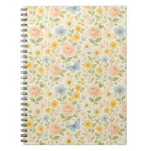 Carnet Motif floral vintage coloré avec papillons