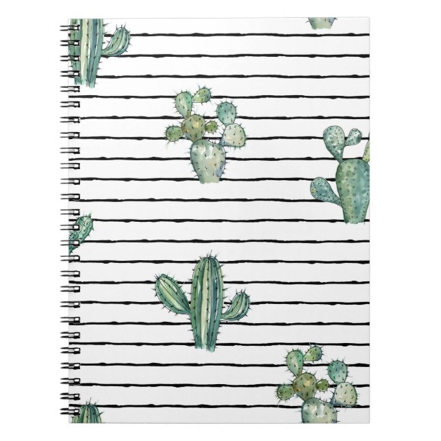 Carnet Motif fluide cactus aquarelle (Devant)