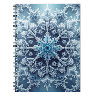 Carnet Motif fractal en cristal bleu Icy