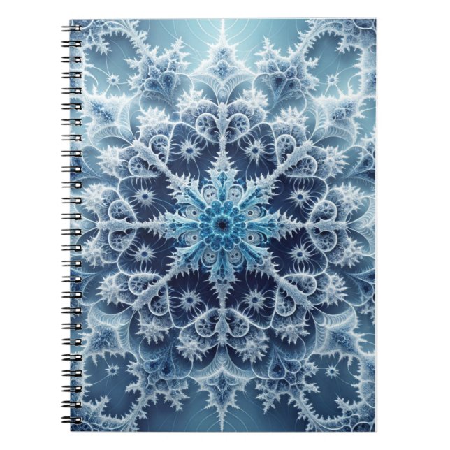 Carnet Motif fractal en cristal bleu Icy (Devant)