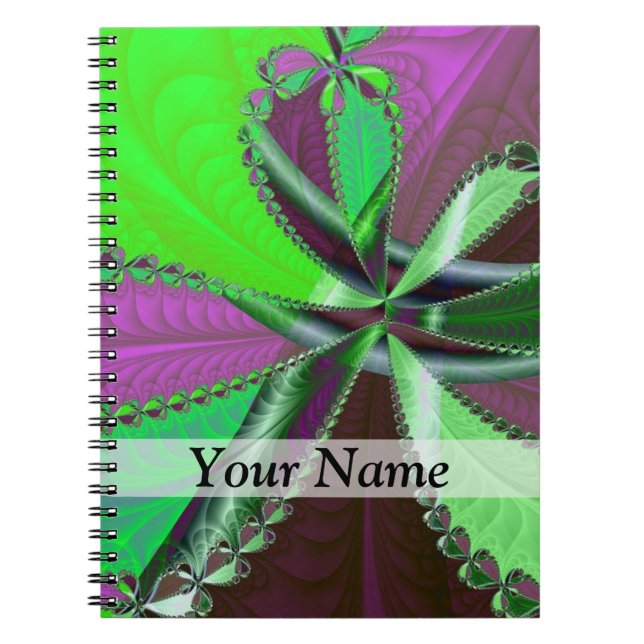 Carnet Motif fractal vert et violet (Devant)