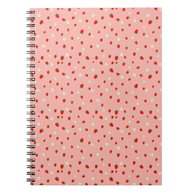 Carnet Motif Fraises et Fleurs (Devant)