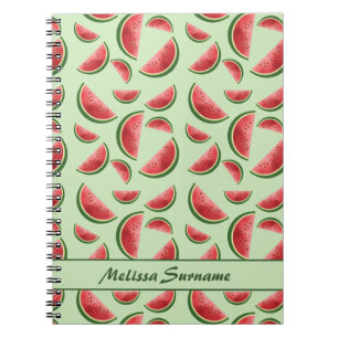Carnet Motif Fruit De Pastèque Sur Vert Avec Texte Person