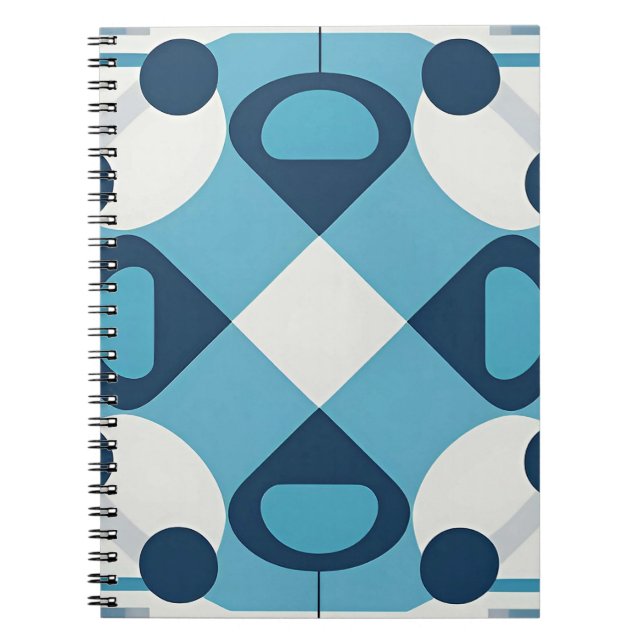 Carnet Motif géométrique abstrait bleu et blanc (Devant)