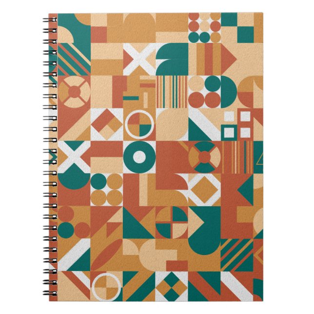 Carnet motif géométrique Abstrait. Chiffres Multicolores. (Devant)
