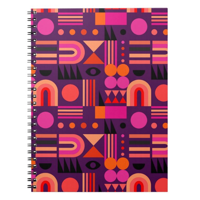 Carnet Motif géométrique abstrait transparent avec formes (Devant)