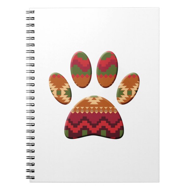 Carnet Motif géométrique Aztec Empreinte de patte Art Dog (Devant)