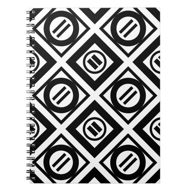 Carnet Motif géométrique Black Equal Sign en blanc (Devant)