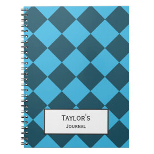Carnet Motif géométrique bleu cyan diamant personnalis