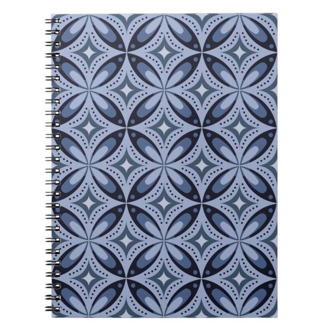 Carnet Motif géométrique bleu de style rétro (Devant)
