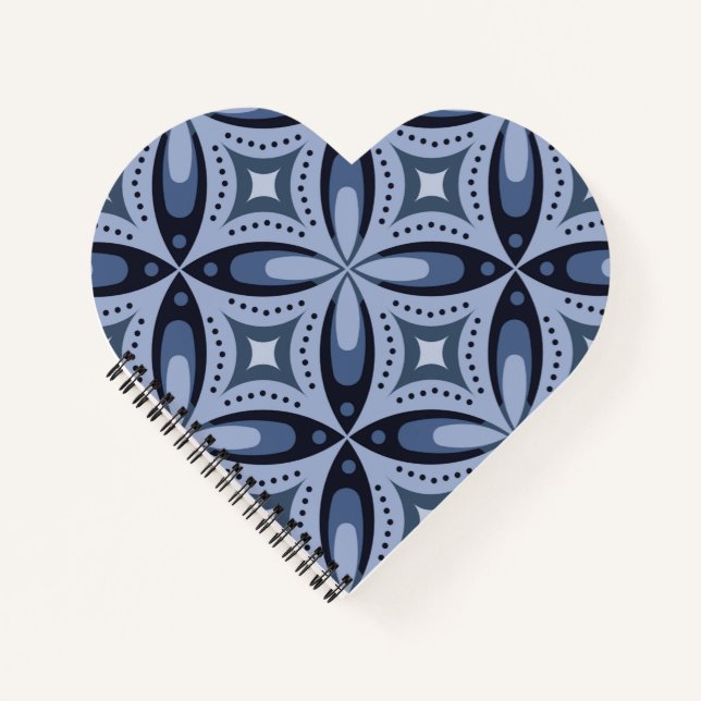Carnet Motif géométrique bleu de style rétro (Devant)