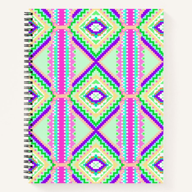 Carnet Motif géométrique bohème coloré (Devant)