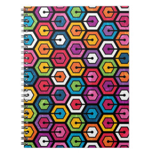Carnet Motif géométrique coloré avec des hexagones