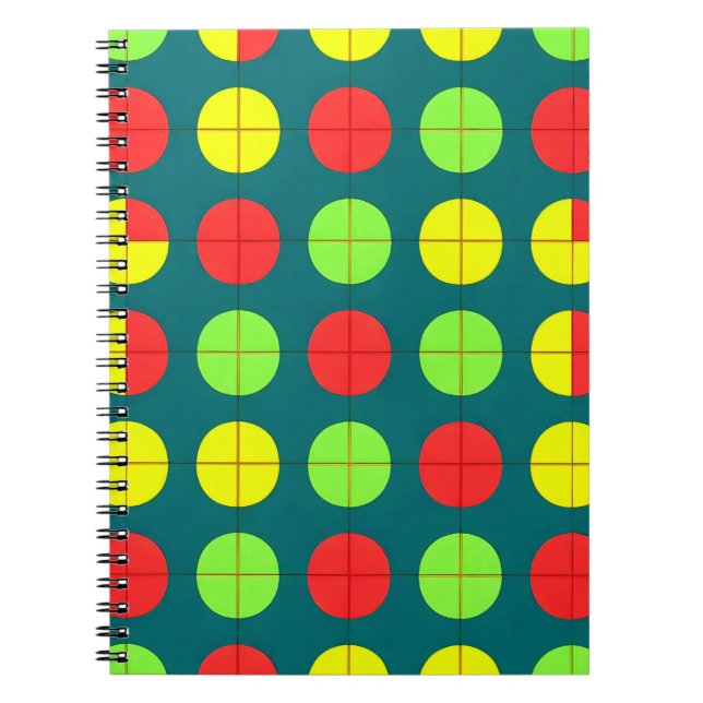 Carnet Motif géométrique coloré avec vert, rouge (Devant)