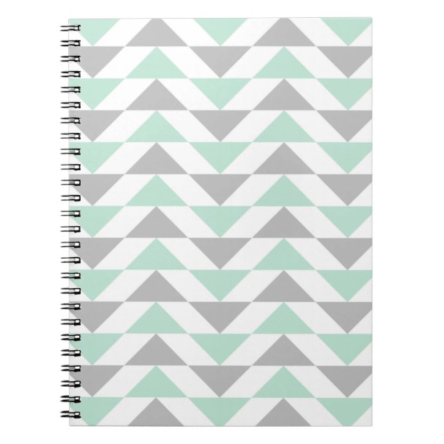 Carnet Motif géométrique de blanc gris de vert de menthe (Devant)