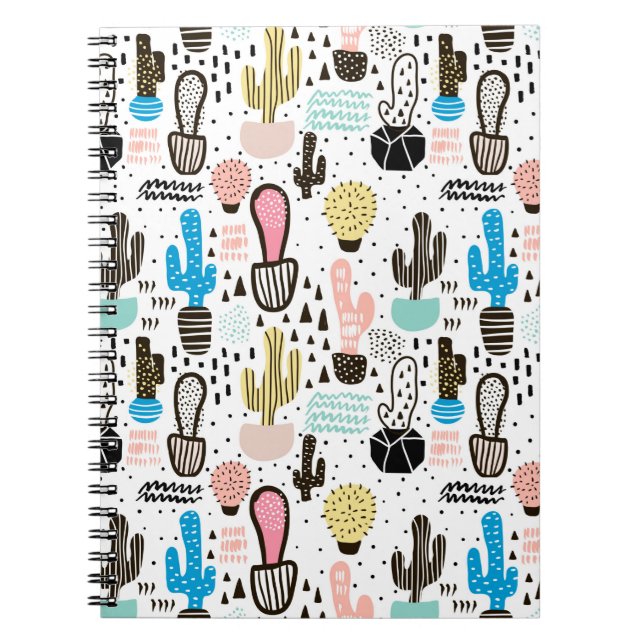 Carnet Motif géométrique de cactus moderne (Devant)